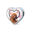 Bloodhound Print Heart Charm Steel Bracelet-Free Shipping - Deruj.com