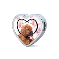 Bloodhound Print Heart Charm Steel Bracelet-Free Shipping - Deruj.com