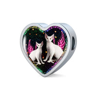 Devon Rex Cat Print Heart Charm Steel Bracelet-Free Shipping - Deruj.com