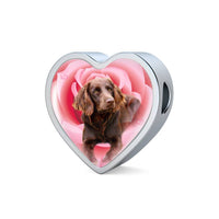 Boykin Spaniel Print Heart Charm Steel Bracelet-Free Shipping - Deruj.com
