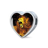 Roaring Lion Art Print Heart Charm Steel Bracelet-Free Shipping - Deruj.com