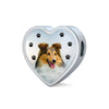 Shetland Sheepdog Print Heart Charm Steel Bracelet-Free Shipping - Deruj.com