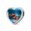 Fantail Fish Print Heart Charm Steel Bracelet-Free Shipping - Deruj.com