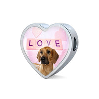 Rhodesian Ridgeback Dog Print Heart Charm Steel Bracelet-Free Shipping - Deruj.com