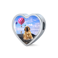 Spanish Mastiff Dog Print Heart Charm Steel Bracelet-Free Shipping - Deruj.com