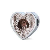 German Shorthaired Pointer Print Heart Charm Steel Bracelet-Free Shipping - Deruj.com