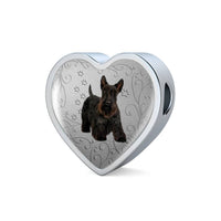 Scottish Terrier Print Heart Charm Steel Bracelet-Free Shipping - Deruj.com