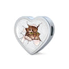 Amazing Cat Art Print Heart Charm Steel Bracelet-Free Shipping - Deruj.com