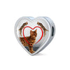 Bengal Cat Print Heart Charm Steel Bracelet-Free Shipping - Deruj.com
