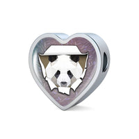 Amazing Panda Vector Art Print Heart Charm Steel Bracelet-Free Shipping - Deruj.com