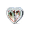 Jack Russell Terrier Print Heart Charm Steel Bracelet-Free Shipping - Deruj.com