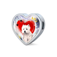 West Highland White Terrier Print Heart Charm Steel Bracelet-Free Shipping - Deruj.com