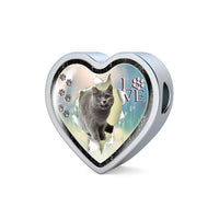 Lovely Korat Print Heart Charm Steel Bracelet-Free Shipping - Deruj.com