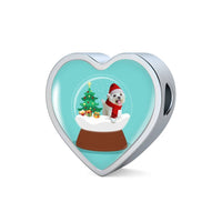 Maltese Dog Print Heart Charm Christmas Special Steel Bracelet-Free Shipping - Deruj.com