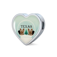 Yorkshire Terrier (Yorkie) Texas Print Heart Charm Steel Bracelet-Free Shipping - Deruj.com