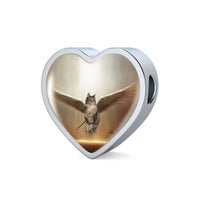 Norwegian Forest Cat Print Heart Charm Steel Bracelet-Free Shipping - Deruj.com