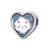 Cute Cat In Denim Print Heart Charm Steel Bracelet-Free Shipping - Deruj.com
