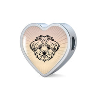 Maltese Dog Vector Art Print Heart Charm Steel Bracelet-Free Shipping - Deruj.com