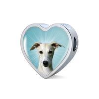 Whippet Dog Print Heart Charm Steel Bracelet-Free Shipping - Deruj.com