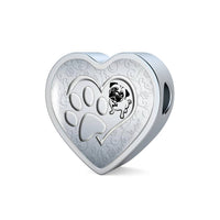 Pug Paws Print Heart Charm Steel Bracelet-Free Shipping - Deruj.com
