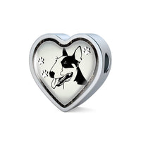 Bull Terrier Dog Print Heart Charm Steel Bracelet-Free Shipping - Deruj.com