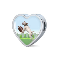 Playing Dog Print Heart Charm Steel Bracelet-Free Shipping - Deruj.com