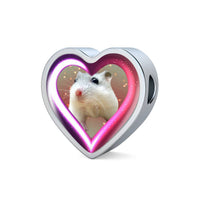 Campbell Dwarf Hamster Print Heart Charm Steel Bracelet-Free Shipping - Deruj.com