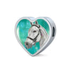 Andalusian Horse Watercolor Art Print Heart Charm Steel Bracelet-Free Shipping - Deruj.com