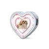 Shih Tzu Dog Print Heart Charm Steel Bracelet-Free Shipping - Deruj.com