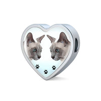 Tonkinese Cat Print Heart Charm Steel Bracelet-Free Shipping - Deruj.com