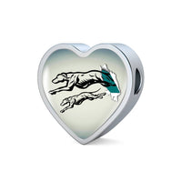 Greyhound Dog Art Print Heart Charm Steel Bracelet-Free Shipping - Deruj.com