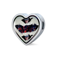 American Flag Skull Print Heart Charm Steel Bracelet-Free Shipping - Deruj.com