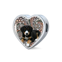 Entlebucher Mountain Dog Print Heart Charm Steel Bracelet-Free Shipping - Deruj.com