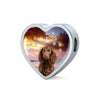 American Water Spaniel Print Heart Charm Steel Bracelet-Free Shipping - Deruj.com