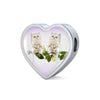 White Persian Cat Print Heart Charm Steel Bracelet-Free Shipping - Deruj.com