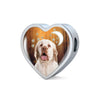 Clumber Spaniel Print Heart Charm Steel Bracelet-Free Shipping - Deruj.com
