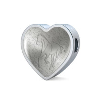 Thoroughbred Horse Print Heart Charm Steel Bracelet-Free Shipping - Deruj.com