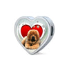 Tibetan Mastiff Print Heart Charm Steel Bracelet-Free Shipping - Deruj.com