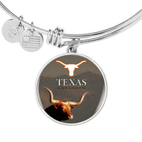 Texas Longhorn Cattle (Cow) Print Circle Pendant Luxury Bangle-Free Shipping - Deruj.com