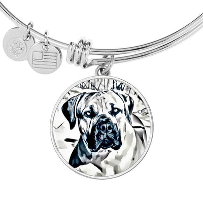 South African Mastiff (Boerboel) Dog Print Circle Pendant Luxury Bangle-Free Shipping - Deruj.com