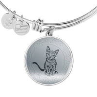 Russian Blue Cat Art Print Circle Pendant Luxury Bangle-Free Shipping - Deruj.com