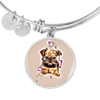 Brussels Griffon Print Circle Pendant Luxury Bangle-Free Shipping - Deruj.com