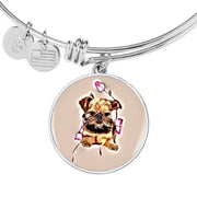 Brussels Griffon Print Circle Pendant Luxury Bangle-Free Shipping - Deruj.com