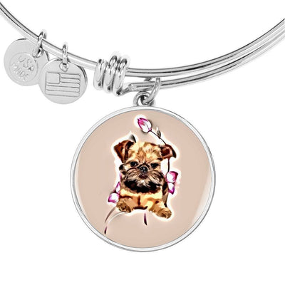Brussels Griffon Print Circle Pendant Luxury Bangle-Free Shipping - Deruj.com