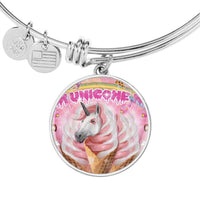 Creamy Unicorn Print Circle Pendant Luxury Bangle-Free Shipping - Deruj.com