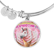 Creamy Unicorn Print Circle Pendant Luxury Bangle-Free Shipping - Deruj.com