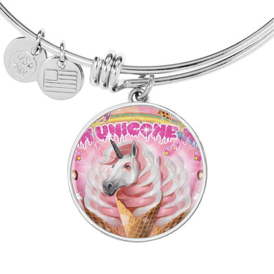 Creamy Unicorn Print Circle Pendant Luxury Bangle-Free Shipping - Deruj.com