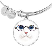 Cute Cat With Glasses Print Circle Pendant Luxury Bangle-Free Shipping - Deruj.com