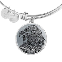 Bearded Vulture Bird Sketch Print Circle Pendant Luxury Bangle-Free Shipping - Deruj.com