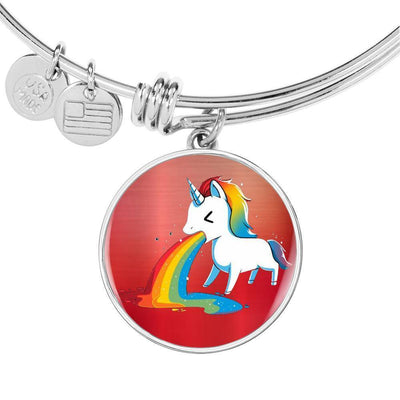 Unicorn Rainbow Print Circle Pendant Luxury Bangle-Free Shipping - Deruj.com